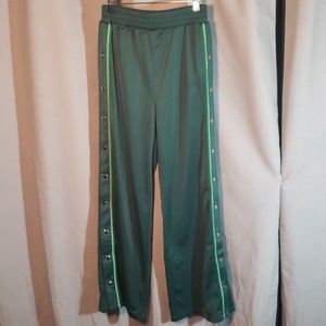 Forever 21 Women's Green Striped Tearaway Pants